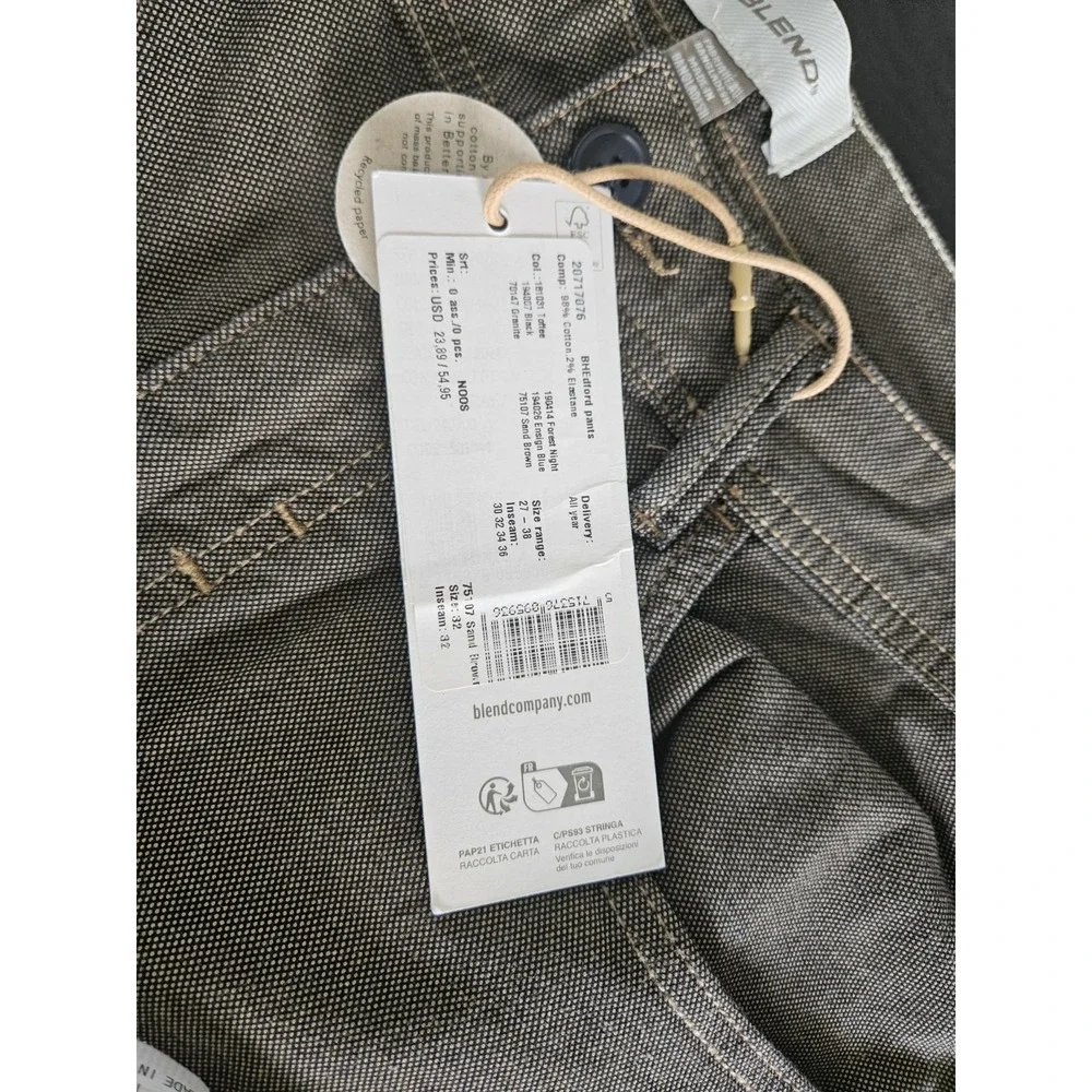 Blend Men's Pants 32x32 Brown Textured Straight Leg Casual Denim‎ Look